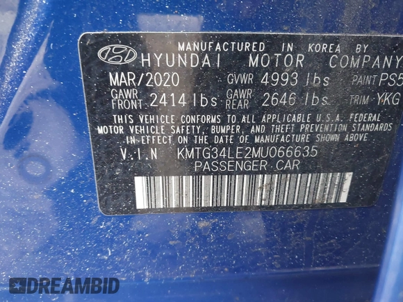2021 Genesis G70 3.3T with VIN KMTG34LE2MU066635, listed as a IAAI auction lot 41843002 with 78,029 mi miles and . Bid and sale history available at DreamBid. Image 9.