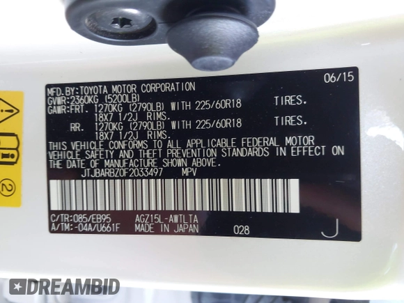 2015 Lexus NX 200t with VIN JTJBARBZ0F2033497, listed as a IAAI auction lot 42571117 with 44,957 mi miles and . Bid and sale history available at DreamBid. Image 9.