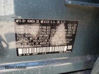 2024 Honda HR-V Sport z VIN 3CZRZ2H59RM771747, wystawiony jako Copart lot #52117755 z przebiegiem Nie podano mil oraz Szkoda całkowita • Salvage title. Historia ofert i sprzedaży dostępna na DreamBid. Obrazek 15.