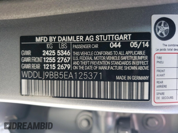 2014 Mercedes-Benz CLS-Class CLS 550 with VIN WDDLJ9BB5EA125371, listed as a Copart auction lot 58952884 with 145,938 mi miles and Salvage Title. Bid and sale history available at carsss.com. Image 12.