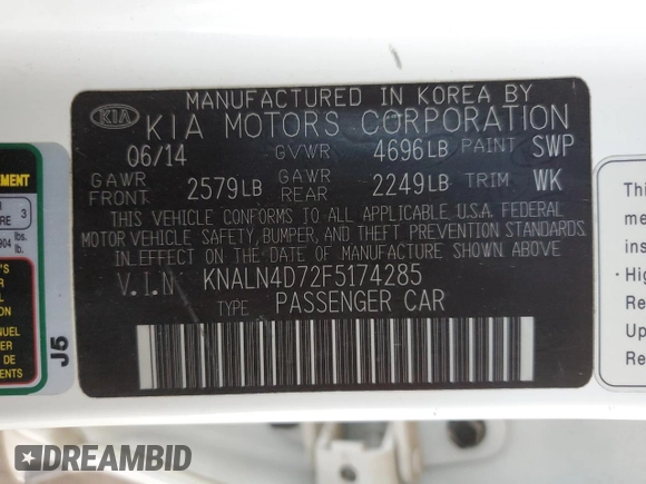 2015 Kia Cadenza Premium with VIN KNALN4D72F5174285, listed as a Copart auction lot 88986315 with 126,232 mi miles and Clean Title. Bid and sale history available at carsss.com. Image 12.