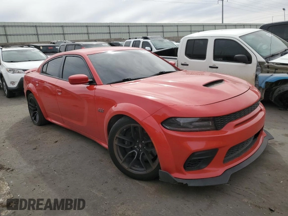 2021 Dodge Charger Scat Pack Widebody with VIN 2C3CDXGJ2MH540691, listed as a Copart auction lot 47871535 with 82,582 mi miles and Salvage Title. Bid and sale history available at carsss.com. Image 4.