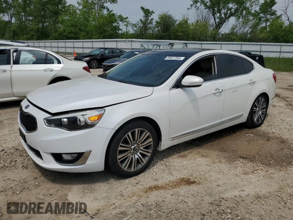 2014 Kia Cadenza Premium z VIN KNALN4D71E5121043, wystawiony jako Copart lot #59667395 z przebiegiem 244 797 mil mil oraz Czysty tytuł • Clean title. Historia ofert i sprzedaży dostępna na DreamBid. Obrazek 1.