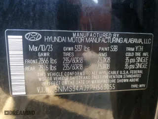 2023 Hyundai Santa Fe SEL with VIN 5NMS34AJ9PH563055, listed as a Copart auction lot 85779974 with 47,051 mi miles and Salvage Title. Bid and sale history available at carsss.com. Image 14.