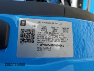 2021 Chevrolet Corvette 2LT with VIN 1G1YB2D41M5100261, listed as a Copart auction lot 72552684 with 34,162 mi miles and Salvage Title. Bid and sale history available at carsss.com. Image 13.