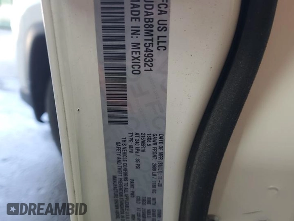 2021 Jeep Compass Sport с VIN 3C4NJDAB8MT549321, выставлен на аукционе Copart как лот 54915345 с пробегом 109 523 миль миль и Чистый • Clean title. История ставок и продаж доступна на DreamBid. Изображение 13.