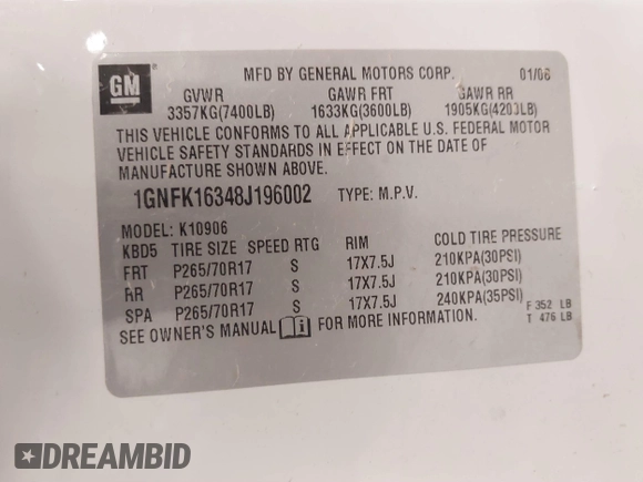 2008 Chevrolet Suburban Commercial with VIN 1GNFK16348J196002, listed as a IAAI auction lot 41378119 with 287,078 mi miles. Bid and sale history available at carsss.com. Image 9.