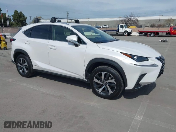 2021 Lexus NX 300h with VIN JTJGJRDZ2M5012553, listed as a IAAI auction lot 41850243 with 56,737 mi miles and . Bid and sale history available at DreamBid. Image 1.