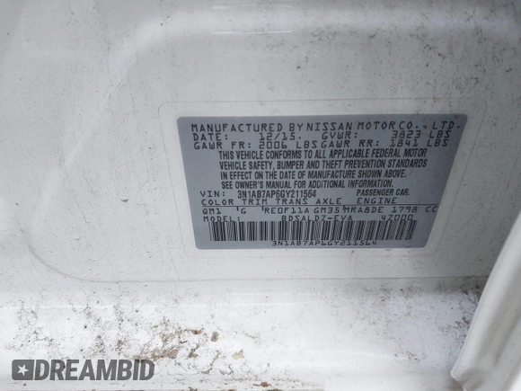 2016 Nissan Sentra SV with VIN 3N1AB7AP6GY211564, listed as a IAAI auction lot 42088654 with 113,130 mi miles and . Bid and sale history available at DreamBid. Image 9.