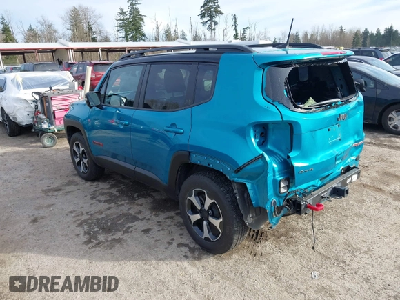 2022 Jeep Renegade Trailhawk with VIN ZACNJDC16NPN46704, listed as a IAAI auction lot 41648262 with 21,358 mi miles and . Bid and sale history available at DreamBid. Image 3.