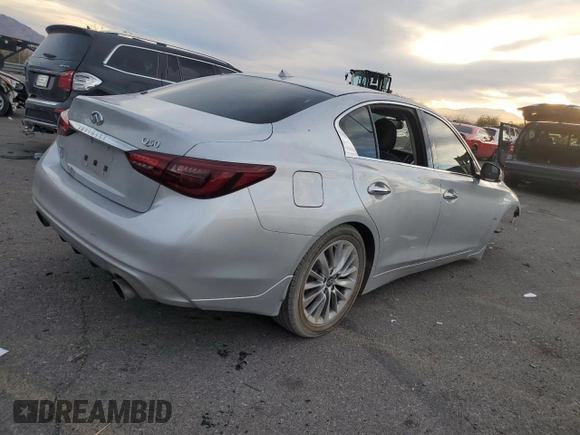 2020 Infiniti Q50 with VIN JN1EV7AR7LM255371, listed as a Copart auction lot 41490195 with 85,974 mi miles and Salvage Title. Bid and sale history available at DreamBid. Image 3.