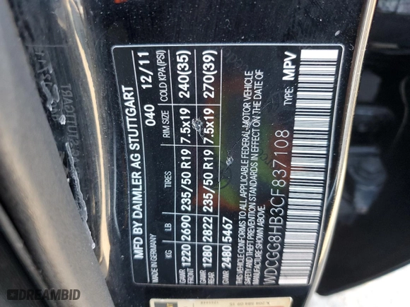 2012 Mercedes-Benz GLK-Class GLK 350 with VIN WDCGG8HB3CF837108, listed as a Copart auction lot 83573764 with 133,079 mi miles and Salvage Title. Bid and sale history available at carsss.com. Image 14.