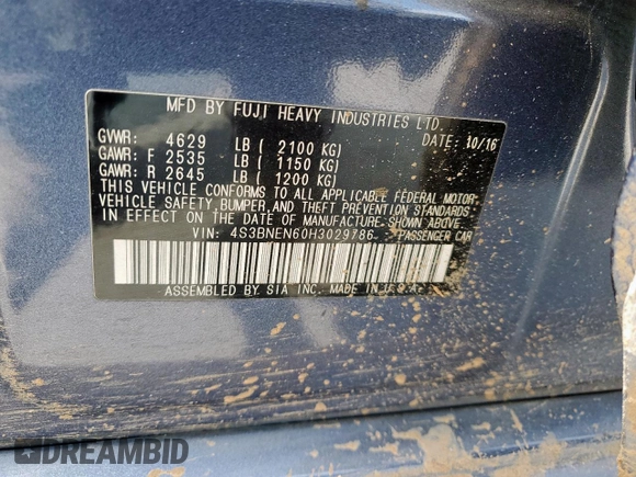 2017 Subaru Legacy Limited with VIN 4S3BNEN60H3029786, listed as a Copart auction lot 53512505 with 83,211 mi miles and Salvage Title. Bid and sale history available at carsss.com. Image 12.