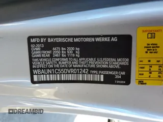 2013 BMW 1 Series 128i z VIN WBAUN1C55DVR01242, wystawiony jako Copart lot #71388854 z przebiegiem 35 350 mil mil oraz Szkoda całkowita • Salvage title. Historia ofert i sprzedaży dostępna na DreamBid. Obrazek 12.
