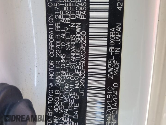 2013 Toyota Prius z VIN JTDKN3DP5D3045250, wystawiony jako Copart lot #58079535 z przebiegiem 127 242 mil mil oraz Szkoda całkowita • Salvage title. Historia ofert i sprzedaży dostępna na DreamBid. Obrazek 13.