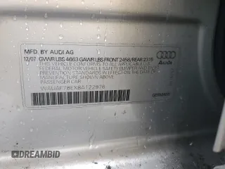 2008 Audi A4 2.0T with VIN WAUAF78EX8A122976, listed as a Copart auction lot 47890525 with 102,331 mi miles and Salvage title. Bid and sale history available at DreamBid. Image 12.