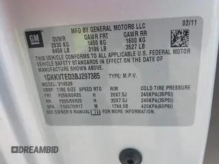 2011 GMC Acadia Denali with VIN 1GKKVTED3BJ297385, listed as a IAAI auction lot 41990548 with 204,333 mi miles. Bid and sale history available at carsss.com. Image 9.