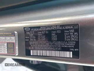 2022 Hyundai Tucson SE with VIN 5NMJA3AE4NH024581, listed as a IAAI auction lot 41725035 with 49,696 mi miles and . Bid and sale history available at carsss.com. Image 9.