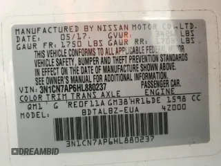 2017 Nissan Versa SV z VIN 3N1CN7AP6HL880237, wystawiony jako Copart lot #55508325 z przebiegiem 67 681 mil mil oraz Szkody całkowita. Historia ofert i sprzedaży dostępna na DreamBid. Obrazek 12.