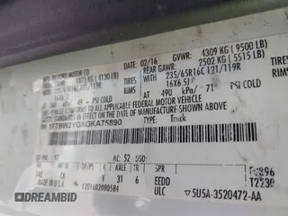 2016 Ford Transit Cargo with VIN 1FTBW2YGXGKA75890, listed as a IAAI auction lot 42072985 with 99,189 mi miles and . Bid and sale history available at DreamBid. Image 9.