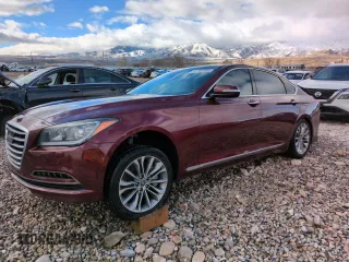 2015 Hyundai Genesis 3.8L with VIN KMHGN4JE7FU021622, listed as a Copart auction lot 87301364 with 0 mi miles and Salvage Title. Bid and sale history available at carsss.com. Image 1.