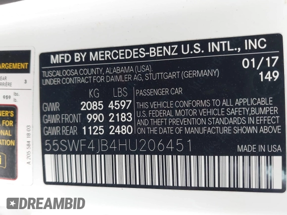 2017 Mercedes-Benz C 300 с VIN 55SWF4JB4HU206451, выставлен на аукционе IAAI как лот 42094778 с пробегом 76 046 миль миль и . История ставок и продаж доступна на DreamBid. Изображение 9.