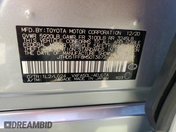 2021 Lexus LS 500 z VIN JTHD51FF8M5013672, wystawiony jako Copart lot #74357794 z przebiegiem 80 191 mil mil oraz Szkoda całkowita • Salvage title. Historia ofert i sprzedaży dostępna na DreamBid. Obrazek 12.