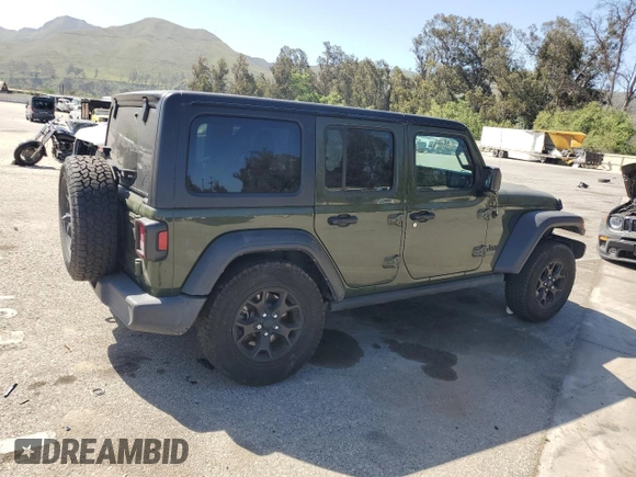 2021 Jeep Wrangler Unlimited Willys z VIN 1C4HJXDN5MW683606, wystawiony jako Copart lot #57485965 z przebiegiem 71 574 mil mil oraz Szkoda całkowita • Salvage title. Historia ofert i sprzedaży dostępna na DreamBid. Obrazek 3.