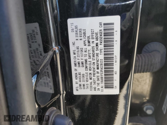 2015 Acura TLX Technology with VIN 19UUB1F53FA029033, listed as a Copart auction lot 56608695 with 139,385 mi miles and Salvage title. Bid and sale history available at DreamBid. Image 13.