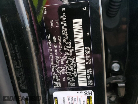 2023 Lexus NX 350h Luxury with VIN 2T2HKCEZ7PC013958, listed as a Copart auction lot 76819444 with 23,440 mi miles and Non Repairable. Bid and sale history available at DreamBid. Image 14.
