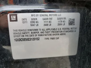 2012 Cadillac CTS with VIN 1G6DC5E56C0129152, listed as a Copart auction lot 55173295 with 93,551 mi miles and Salvage title. Bid and sale history available at DreamBid. Image 12.