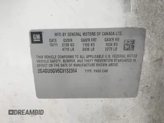 2012 Buick Regal Turbo Premium 3 with VIN 2G4GU5GV6C9132364, listed as a IAAI auction lot 42159007 with 230,582 mi miles and . Bid and sale history available at DreamBid. Image 9.