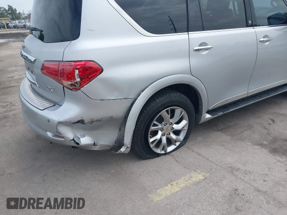 2011 Infiniti QX56 7-passenger with VIN JN8AZ2NF8B9501238, listed as a IAAI auction lot 42430925 with 188,605 mi miles and . Bid and sale history available at DreamBid. Image 6.