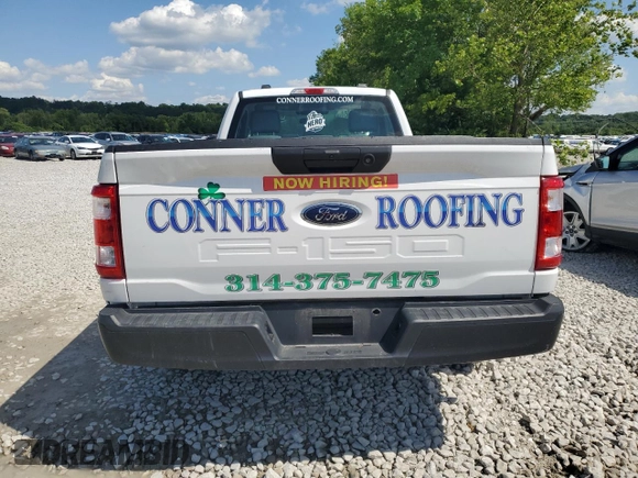 2021 Ford F-150 XL with VIN 1FTMF1CB2MKD60531, listed as a Copart auction lot 61488015 with 97,908 mi miles and Salvage title. Bid and sale history available at DreamBid. Image 6.