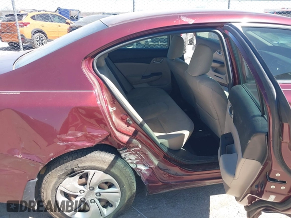2013 Honda Civic LX with VIN 2HGFB2F58DH587747, listed as a IAAI auction lot 41862922 with 38,797 mi miles and . Bid and sale history available at DreamBid. Image 8.