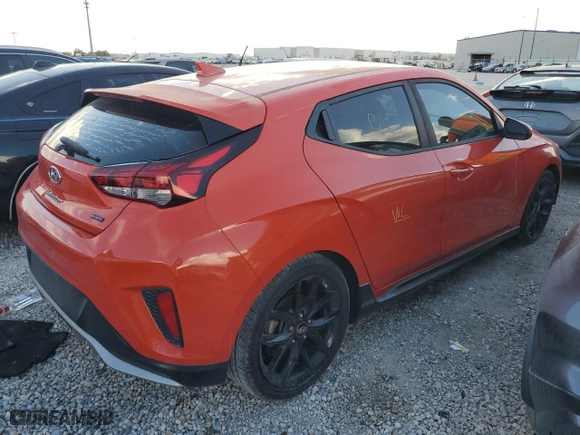 2019 Hyundai Veloster Turbo R-Spec with VIN KMHTH6AB0KU018904, listed as a Copart auction lot 77223314 with 82,877 mi miles and Salvage Title. Bid and sale history available at carsss.com. Image 3.