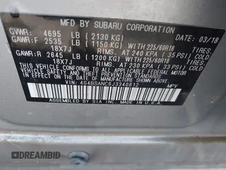 2018 Subaru Outback Limited with VIN 4S4BSANC6J3340812, listed as a IAAI auction lot 42496199 with 73,698 mi miles and . Bid and sale history available at DreamBid. Image 9.