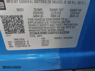 2024 Chevrolet Equinox RS with VIN 3GNAXMEG6RS152259, listed as a IAAI auction lot 41644898 with 39,115 mi miles. Bid and sale history available at carsss.com. Image 9.