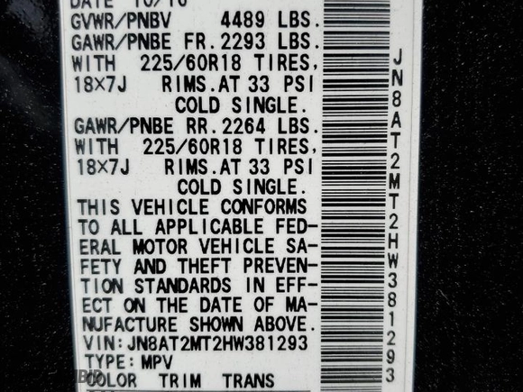 2017 Nissan Rogue SL with VIN JN8AT2MT2HW381293, listed as a Copart auction lot 51175435 with 48,543 mi miles and Salvage Title. Bid and sale history available at carsss.com. Image 13.