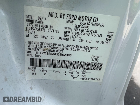 2015 Ford F-350 with VIN 1FT7X3B66FEB62398, listed as a IAAI auction lot 42674461 with 201,802 mi miles and . Bid and sale history available at DreamBid. Image 20.