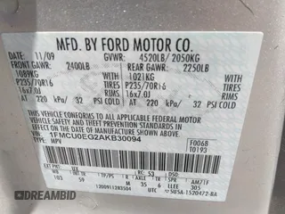 2010 Ford Escape Limited with VIN 1FMCU0EG2AKB30094, listed as a IAAI auction lot 42531795 with 201,153 mi miles and . Bid and sale history available at DreamBid. Image 9.