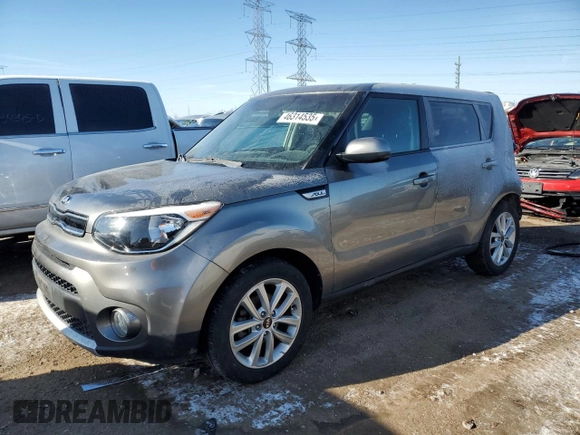 2018 Kia Soul + with VIN KNDJP3A52J7574653, listed as a Copart auction lot 46314535 with 52,343 mi miles and Salvage Title. Bid and sale history available at carsss.com. Image 1.