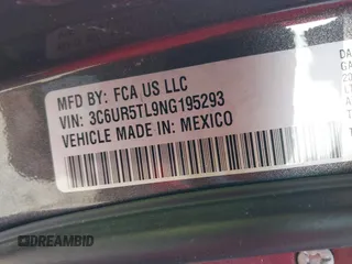 2022 Ram 2500 Limited with VIN 3C6UR5TL9NG195293, listed as a IAAI auction lot 42023716 with 48,702 mi miles and . Bid and sale history available at DreamBid. Image 9.