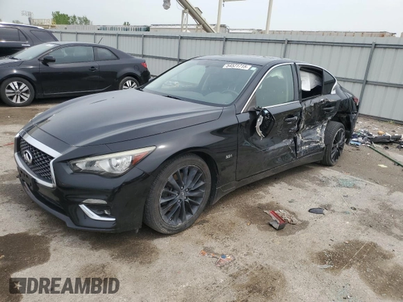 2018 Infiniti Q50 Luxe with VIN JN1EV7AP3JM357617, listed as a Copart auction lot 54531715 with 103,373 mi miles and Salvage title. Bid and sale history available at DreamBid. Image 1.