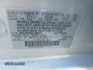 2018 Nissan Note SV с VIN 3N1CE2CP8JL356271, выставлен на аукционе IAAI как лот 42133727 с пробегом 176 713 миль миль и . История ставок и продаж доступна на DreamBid. Изображение 9.