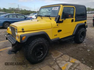 2001 Jeep Wrangler SE with VIN 1J4FA29P21P317171, listed as a Copart auction lot 73362444 with 150,382 mi miles and Salvage Title. Bid and sale history available at carsss.com. Image 1.