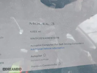 2024 Tesla Model 3 with VIN 5YJ3E1EA0RF873378, listed as a IAAI auction lot 41712908 with 4,653 mi miles. Bid and sale history available at carsss.com. Image 7.