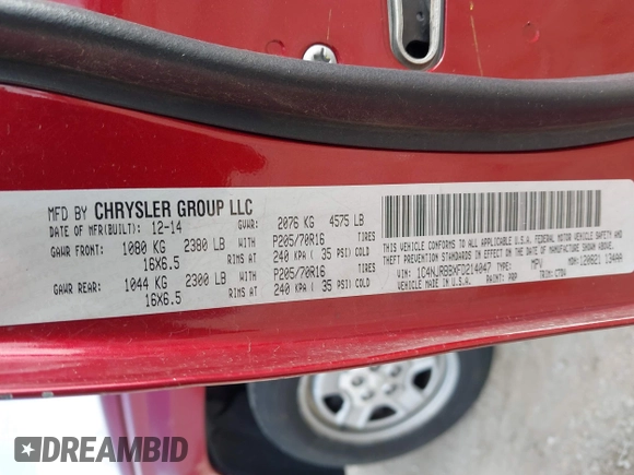2015 Jeep Patriot Sport with VIN 1C4NJRBBXFD214047, listed as a IAAI auction lot 41976498 with 144,950 mi miles and . Bid and sale history available at carsss.com. Image 9.