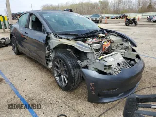 2022 Tesla Model 3 Long Range with VIN 5YJ3E1EB9NF278757, listed as a Copart auction lot 52187175 with 91,820 mi miles and Salvage Title. Bid and sale history available at DreamBid. Image 4.