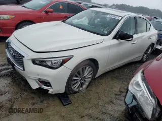2021 Infiniti Q50 Luxe with VIN JN1EV7BP9MM705892, listed as a Copart auction lot 58545575 with Not provided miles and Salvage title. Bid and sale history available at DreamBid. Image 1.